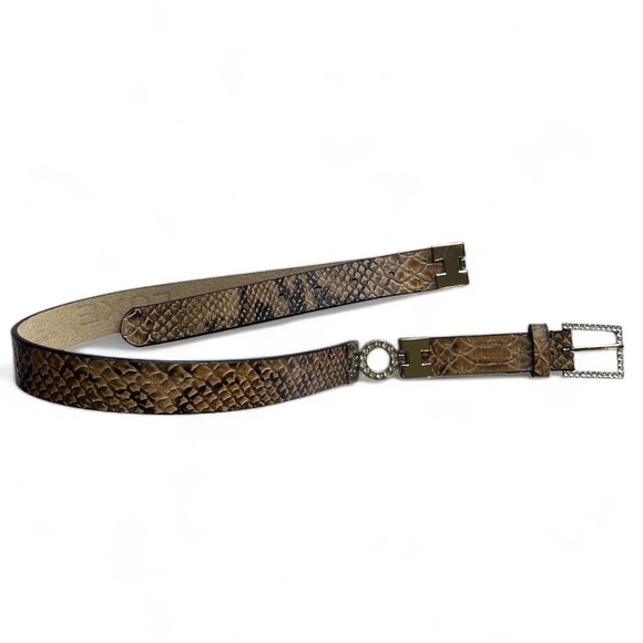 CACHÉ 90s Genuine Leather Snakeskin Pattern Belt - Picture 2 of 4
